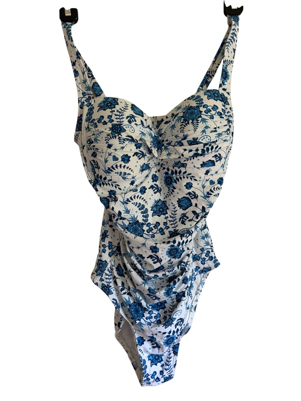 NIP TUCK Cream  One-Piece Swimsuit with Blue Floral Print - Women's Swim